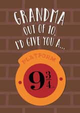 Fun Birthday Card - For Grandma - Platform 9 3/4 - Harry Potter - Hogwarts created by Cardology