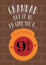 Fun Birthday Card - For Grandad - Platform 9 3/4 - Harry Potter - Hogwarts created by Cardology