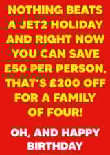 Funny Birthday Card - Nothing Beats A Jet2 Holiday created by Dean Morris Cards