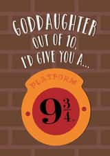 Fun Birthday Card - For Goddaughter - Platform 9 3/4 - Hogwarts - Harry Potter created by Cardology
