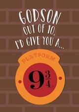 Fun Birthday Card - For Godson - Platform 9 3/4 - Hogwarts - Harry Potter created by Cardology