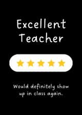 Funny Thank You Card - For Teacher - Five Star Review created by Sundiva Designs