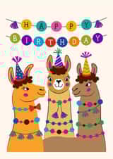Cute Birthday Card - Party Llamas created by Irini Herzog