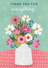Classic Thank You Card - Thank You For Everything! - Flowers created by Dalia Clark Design