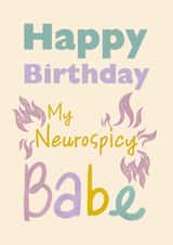 Cute pastel birthday card for neurospicy babes with ADHD, ASD, and AuDHD vibes. created by Ruinarte Cards