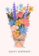 Pretty Birthday Card - Wildflowers - Bouquet - Flowers created by Sad Girl Illustration