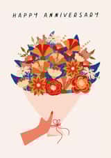 Pretty Anniversary Card - Bouquet - Flowers created by Sad Girl Illustration