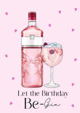 Cute Birthday Celebration card for your favourite Pink Gin lover. created by Dolly’s Originals