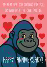 Funny Anniversary Card - 100 Gorillas Challenge - Gorilla - Monkey created by Paperlink and Meraki Greeting Cards