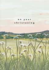 Classic Christening Card - Countryside Landscape created by Joy Jen Studio