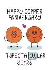 Cute 7th Anniversary Card - Copper Anniversary - Coins created by Schnauzer Scribbles