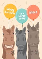 Cute Birthday Card - For Niece - Horses created by Fliss Muir