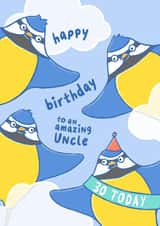 Cute 30th Birthday Card - For Uncle - Birds - Blue Tits created by Fliss Muir