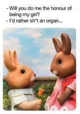 Cheeky Birthday/Anniversary Card - Rabbits - I'd Rather Sh*t An Organ created by Brainbox Candy