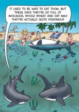 Funny Birthday Card - Shark - Vegan Joke created by Paperlink and Meraki Greeting Cards