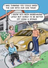 Funny Birthday Card - Wash The Car created by Paperlink and Meraki Greeting Cards