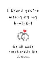 Marrying My Brother Card - Funny Sibling In-Law Wedding Humour - Funny Wedding created by Spark and Wild