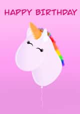 Cute Unicorn Balloon Happy Birthday Card created by DC Cards