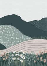 Beautiful Illustrated Meadow with Fields of Wild Flowers created by Jessie Miles