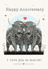 Classic Anniversary Card - Highland Cows - Pun-Wife/Husband/Girlfriend/Boyfriend created by Beth Higgins Art