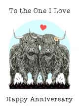 Classic Anniversary Card - Highland Cows - Wife/Husband/Girlfriend/Boyfriend created by Beth Higgins Art