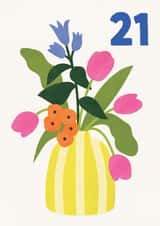 Pretty Birthday Card - 21st - Floral Vase created by Lemon and Sugar 