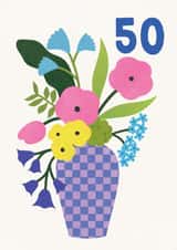 Pretty Birthday Card - 50th - Floral Vase created by Lemon and Sugar 