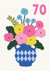 Pretty Birthday Card - 70th - Floral Vase created by Lemon and Sugar 