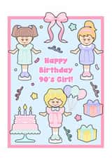 Cute Girly 90s Birthday Card. Pastel Aesthetic Birthday Party Greeting Card. created by Katy Naughton