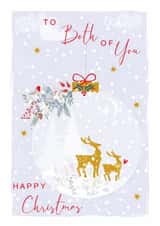 Cute Christmas Card - To Both of You - Bauble with Robin Stag and Deer in Snow created by SABIVO Design by Sabina
