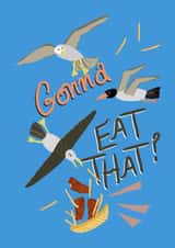 Angry seagulls stealing food created by Ingrid Poole