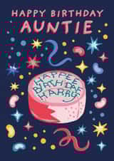 Funny Birthday Card - Harry Potter - For Auntie - Hagrid Birthday Cake 'Happee Birthday Harry' created by Cardology