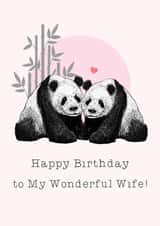 Classic Birthday Card - For Wife - Pandas created by Beth Higgins Art