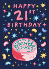 Funny 21th Birthday Card - Harry Potter - Hagrid Birthday Cake 'Happee Birthday Harry' created by Cardology