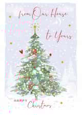 Classic Christmas Tree Card - From Our House to Yours - Winter Berries and Robin created by SABIVO Design by Sabina