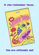 Cheeky Lucky Bag Birthday Card, Funny, Nineties, 1990s nostalgia, Retro created by Katy Naughton