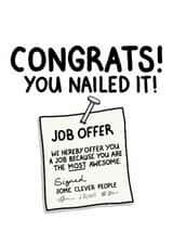 Cute Card - New Job - Congratulations - You nailed it! created by Violet Owen Designs