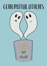 Cute ghost wedding / engagement card for alternative couples. Autumn wedding created by Flinks Designs