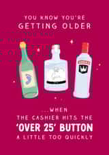 Funny Birthday Card - Over 25 Alcohol Approval - You Know You're Getting Older created by The Cake Thief