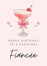Classic Birthday Card - For Fiancée - Pink Cocktail created by Hello Fridays Studio