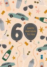 Classic 60th Birthday Card - For Him - James Bond Themed created by The Pattern Press