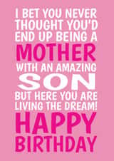 Funny Birthday Card - For Mother - From Son - Living The Dream created by @Cupsie's Creations