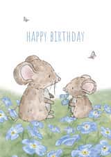 Cute Birthday Card - Mouse - Flowers created by Jade Blakeley