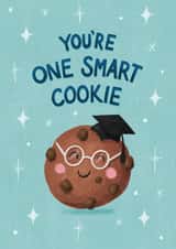 Cute Graduation Card - You're One Smart Cookie - Pun created by Silky Rose Design