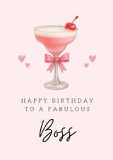 Classic Birthday Card - For Boss - Pink Cocktail created by Hello Fridays Studio