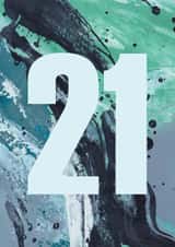 Classic Birthday Card - 21st - Painterly Abstract created by Joy Jen Studio