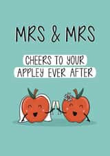 Cute Wedding Card - Mrs & Mrs - Apple Pun created by Muses & May