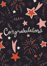 Classic Congratulations Card - Fireworks - Stars created by Isobel Rose Illustration