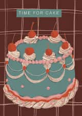 Arty Birthday Card - Time For Cake - Cake created by Isobel Rose Illustration
