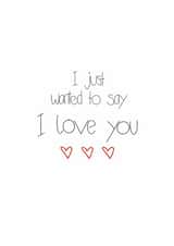 Simple I Love You greetings card with Love Hearts created by JuBee Illustrations